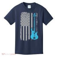 Electric Bass Guitar Player American Flag Musician Kids T-Shirt thumb 0