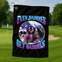 Even Baddies Get Saddies Opossum Funny Golf Towel thumb 1