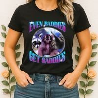 Even Baddies Get Saddies Opossum Funny Women's T-Shirt thumb 2