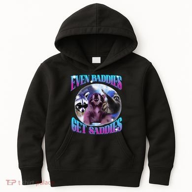 Even Baddies Get Saddies Opossum Funny Kids Hoodie