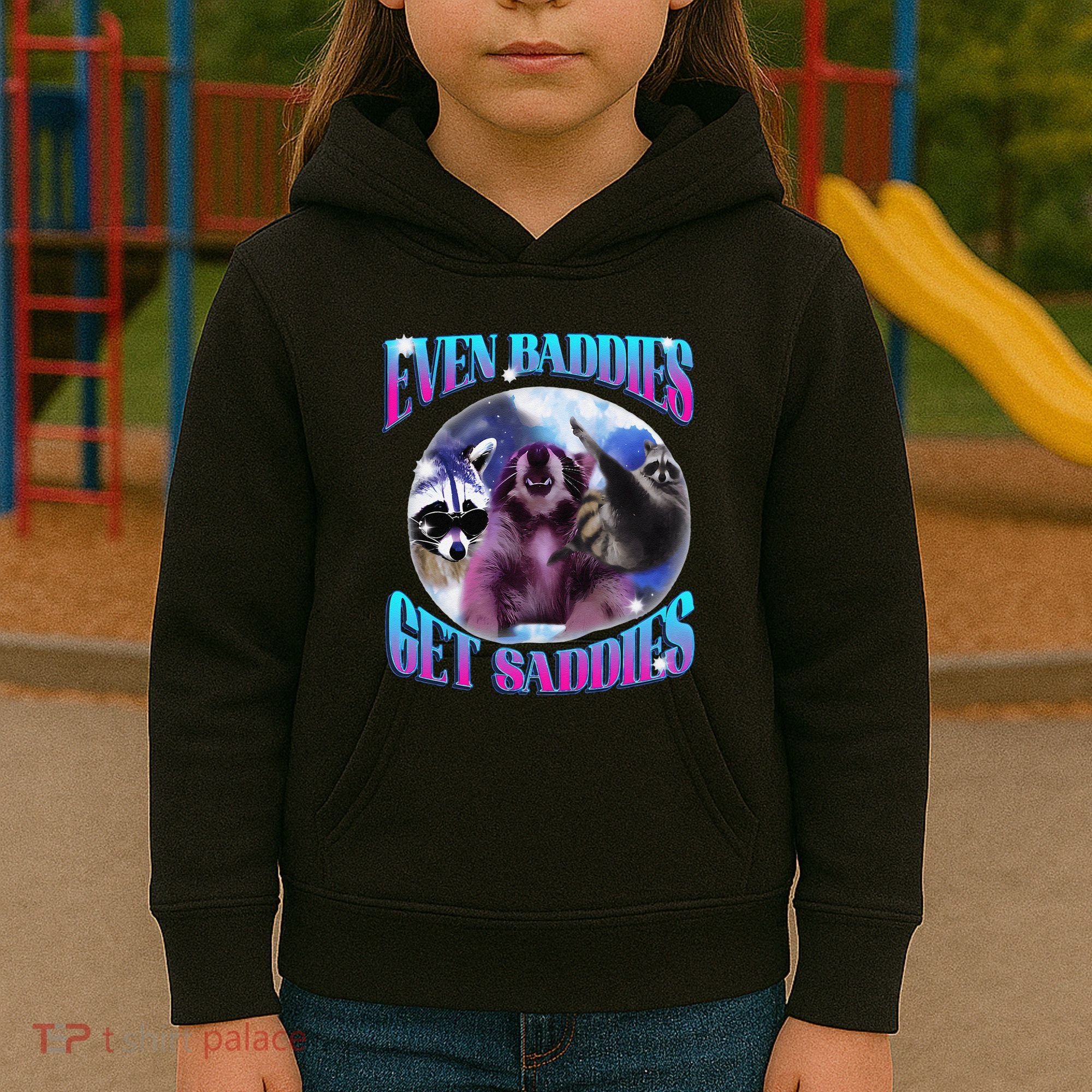 Even Baddies Get Saddies Opossum Funny Kids Hoodie