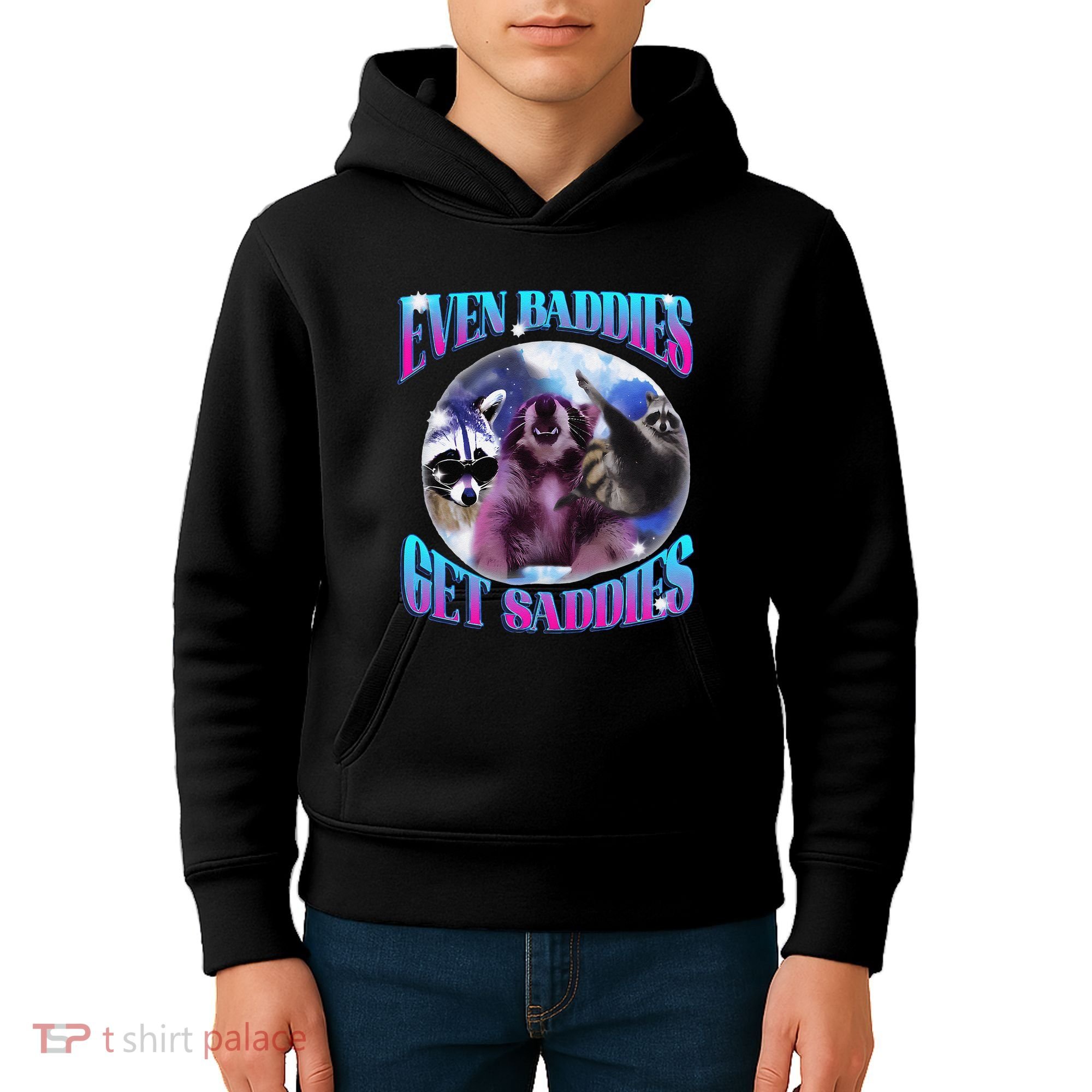 Even Baddies Get Saddies Opossum Funny Kids Hoodie