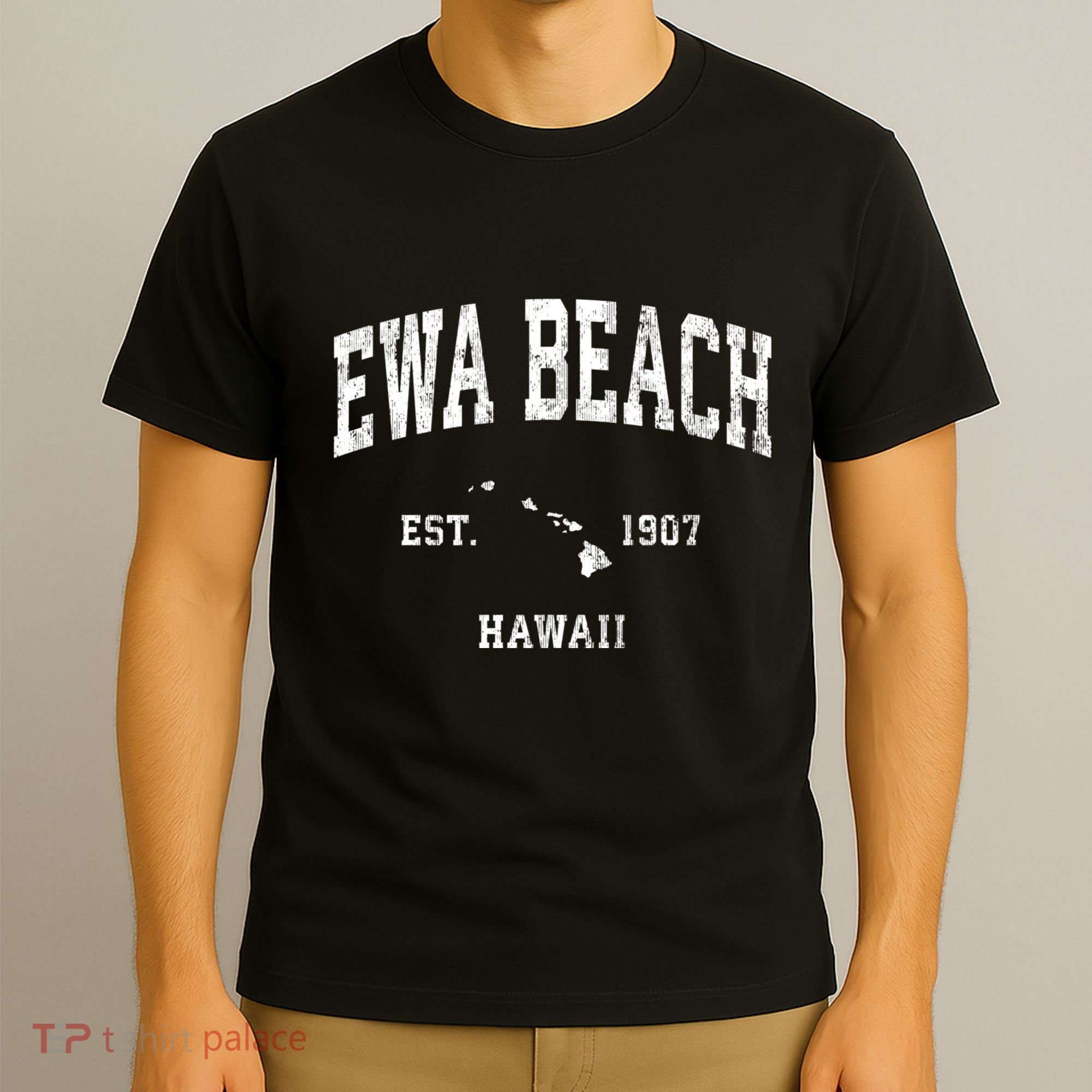 Ewa Beach Hawaii Hi Vintage Athletic Black Sports T-Shirt