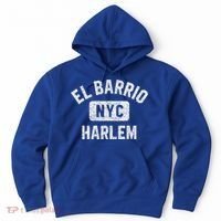 El Barrio Harlem Nyc Gym Style Distressed White Print Gift Hoodie thumb 0