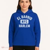 El Barrio Harlem Nyc Gym Style Distressed White Print Gift Hoodie thumb 5