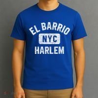 El Barrio Harlem Nyc Gym Style Distressed White Print Gift T-Shirt thumb 3