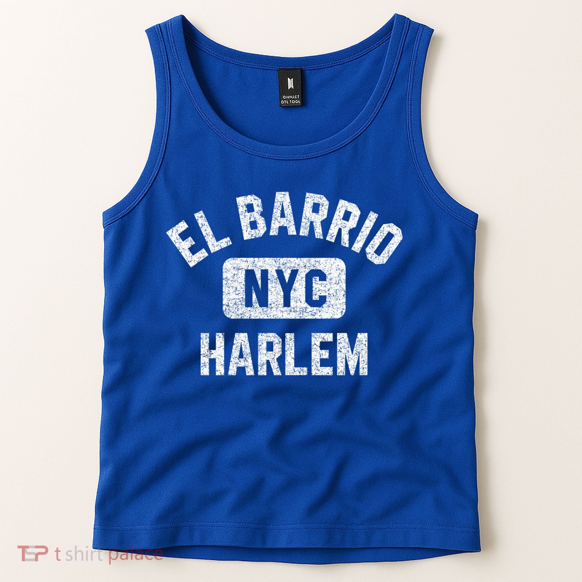 El Barrio Harlem Nyc Gym Style Distressed White Print Gift Tank Top