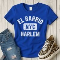 El Barrio Harlem Nyc Gym Style Distressed White Print Gift Women's T-Shirt thumb 3
