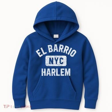 El Barrio Harlem Nyc Gym Style Distressed White Print Gift Kids Hoodie