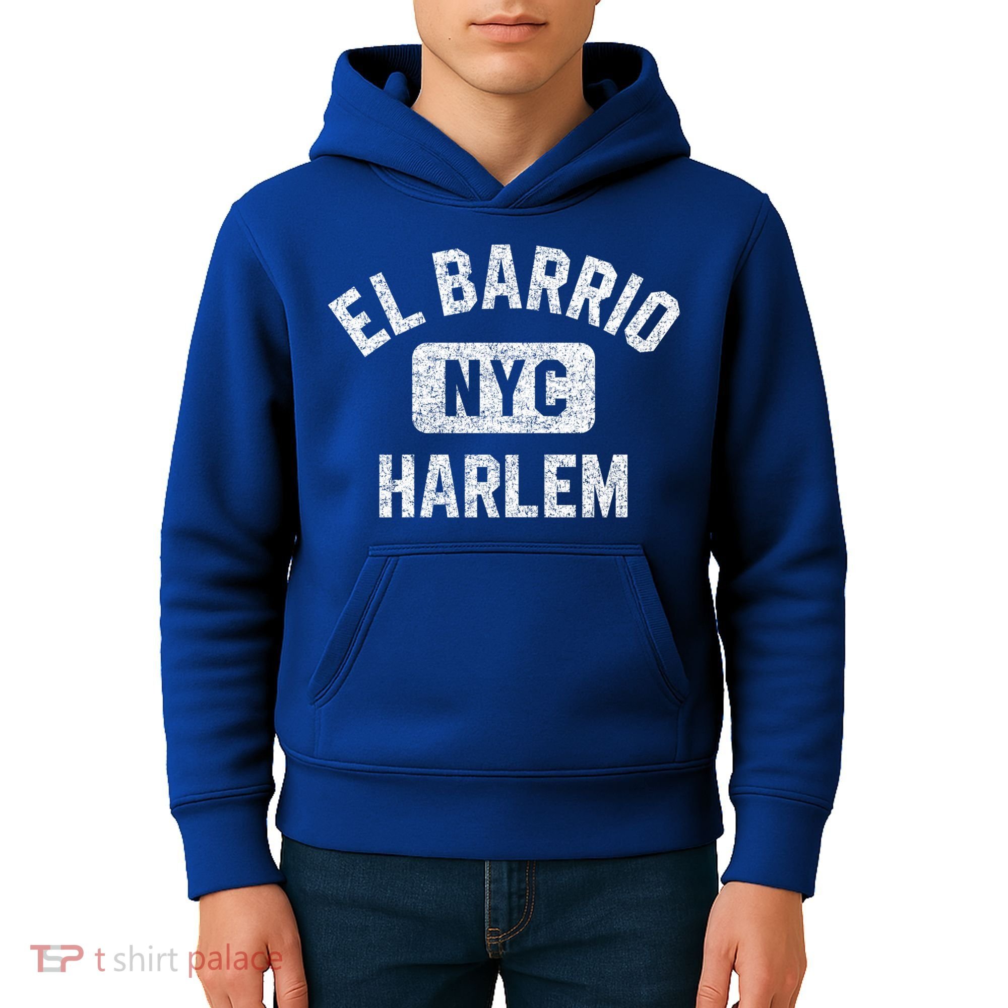 El Barrio Harlem Nyc Gym Style Distressed White Print Gift Kids Hoodie