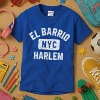 El Barrio Harlem Nyc Gym Style Distressed White Print Gift Kids T-Shirt thumb 3