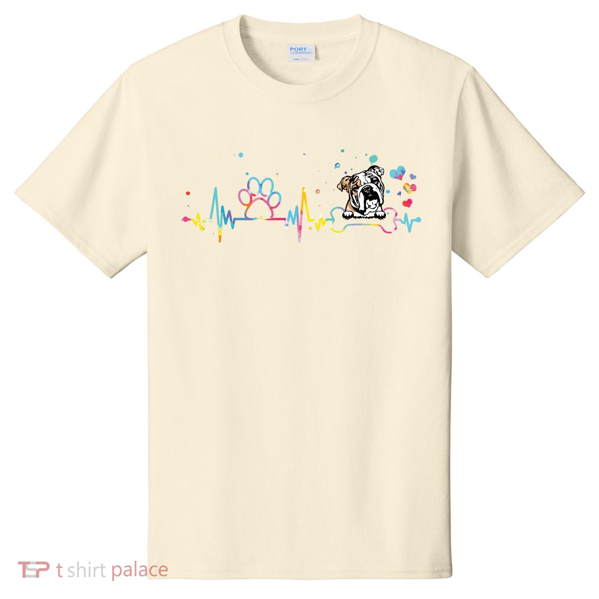 English Bulldog Heartbeat Funny Tie Dye Dog Lovers T-Shirt