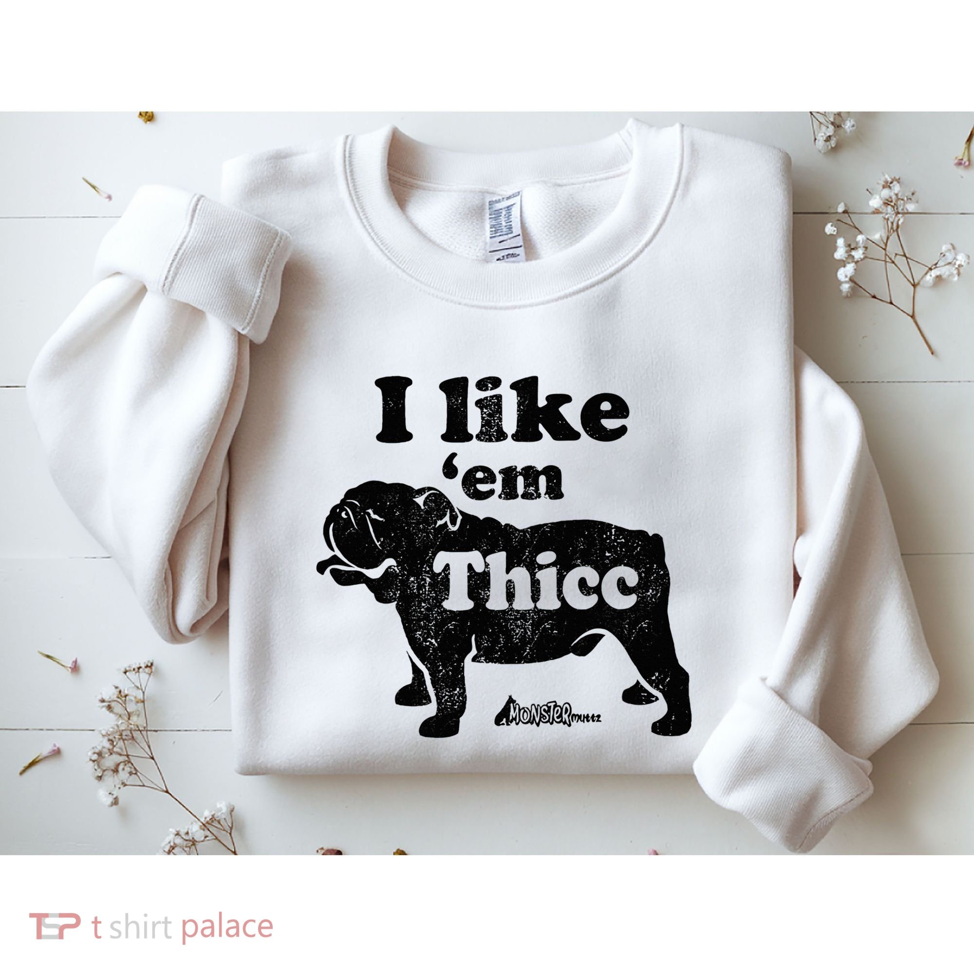 English Bulldog I Like Em Thicc Dog Silhouette Sweatshirt