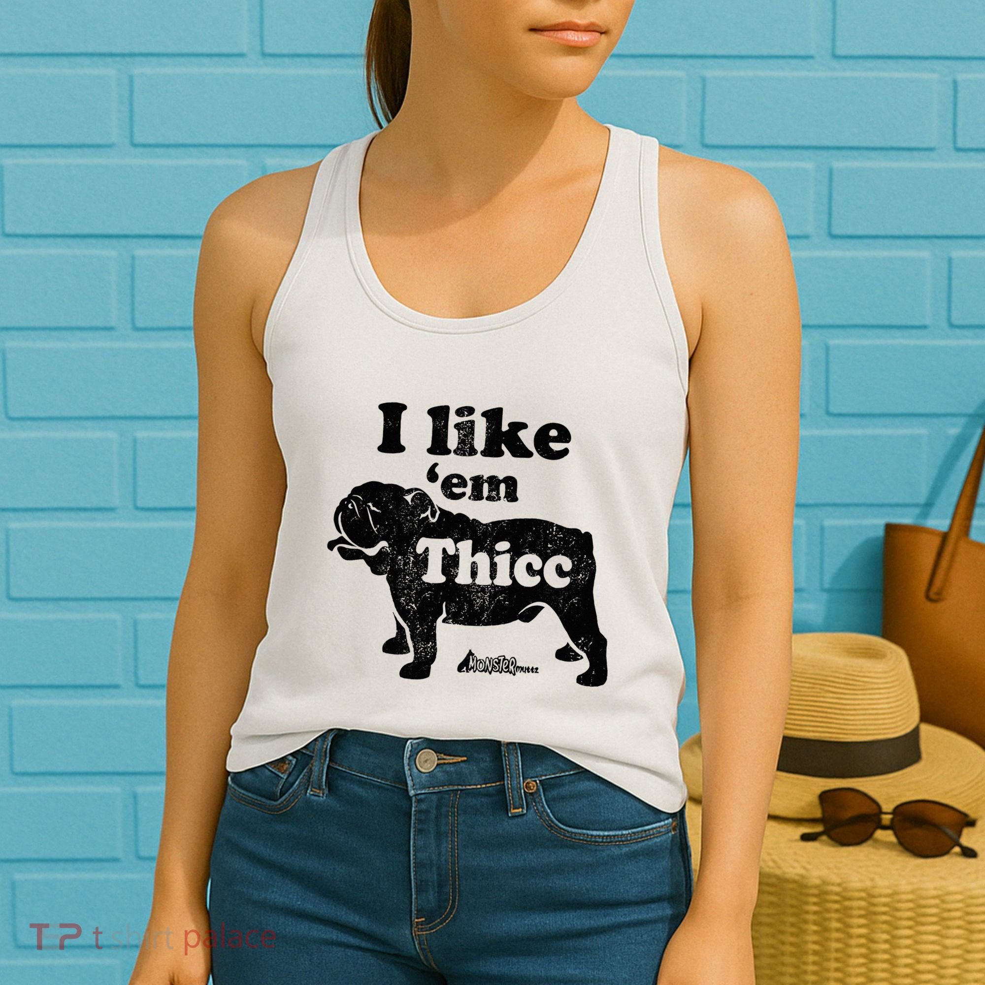 English Bulldog I Like Em Thicc Dog Silhouette Women's Tank Top