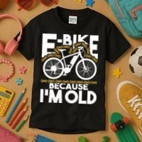 Ebike Because IM Old Electric Bike Bicycle Cycling Kids T-Shirt thumb 3
