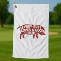 Every Butt Loves A Good Rub Meat Smoking Bbq Golf Towel thumb 1