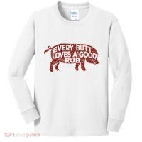 Every Butt Loves A Good Rub Meat Smoking Bbq Kids Long Sleeve Shirt thumb 0