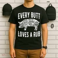 Every Butt Loves A Rub Funny BBQ Meat Smoker Barbecue T-Shirt thumb 6