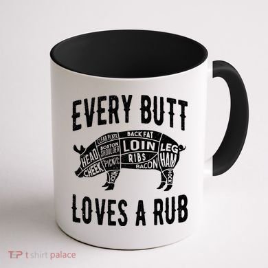 Every Butt Loves A Rub Funny BBQ Meat Smoker Barbecue Coffee Mug back