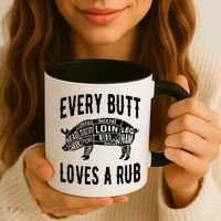 Every Butt Loves A Rub Funny BBQ Meat Smoker Barbecue Coffee Mug thumb 3