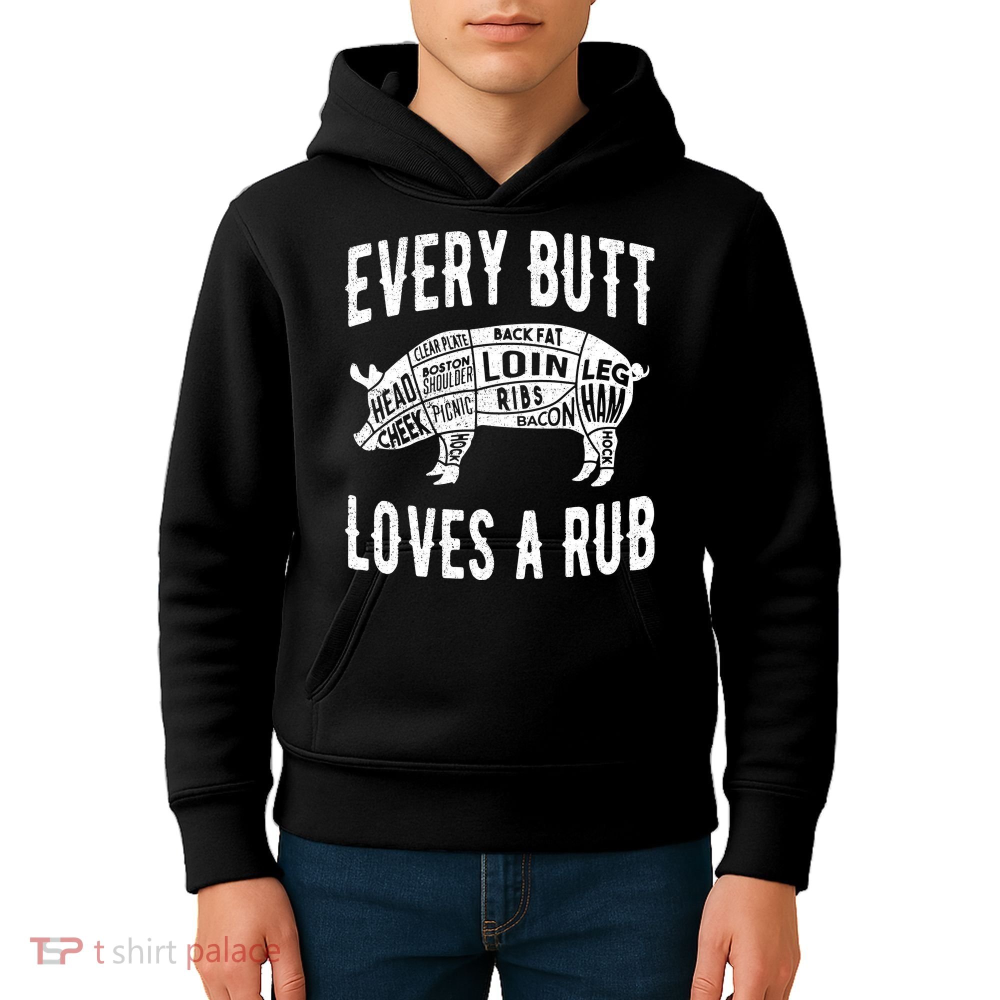 Every Butt Loves A Rub Funny BBQ Meat Smoker Barbecue Kids Hoodie