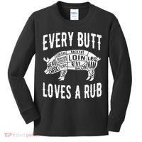 Every Butt Loves A Rub Funny BBQ Meat Smoker Barbecue Kids Long Sleeve Shirt thumb 0