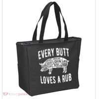 Every Butt Loves A Rub Funny BBQ Meat Smoker Barbecue Tote Bag thumb 2