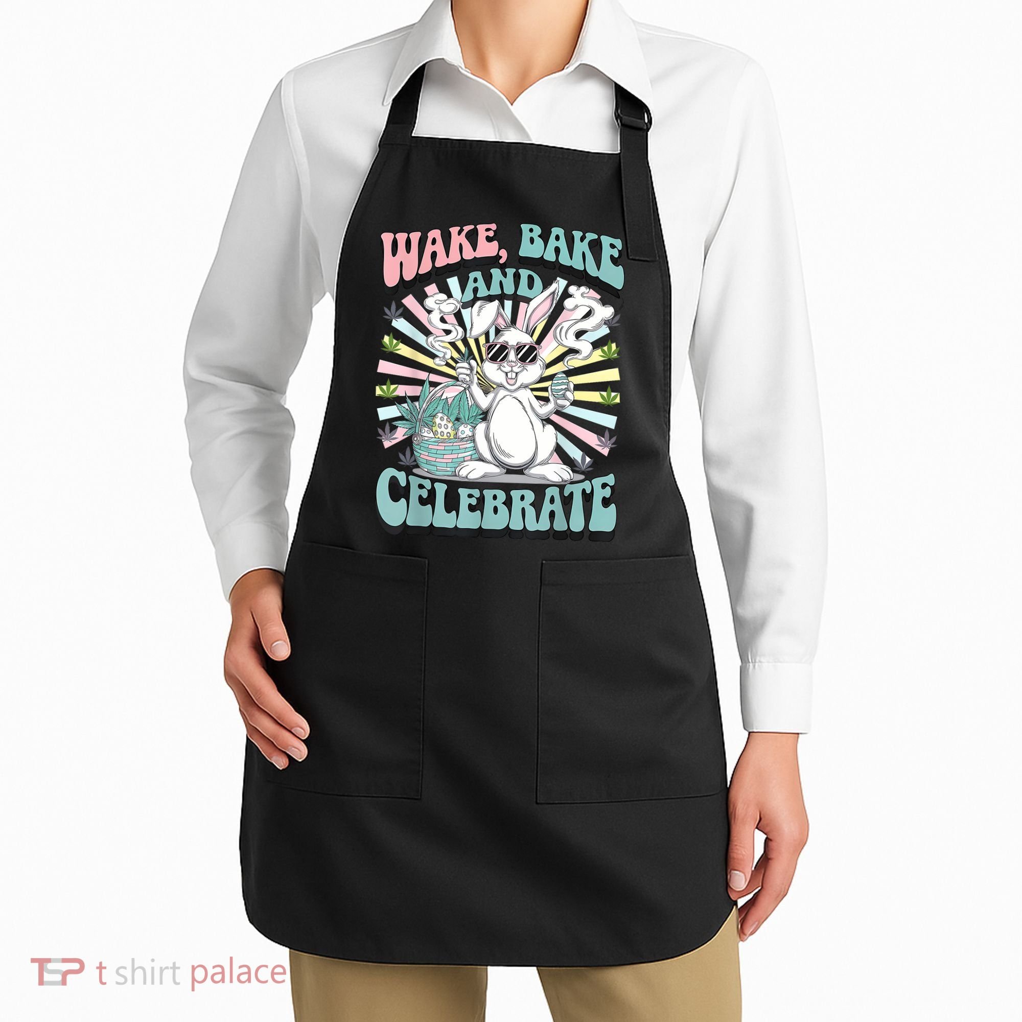 Easter Bunny Marijuana Cannabis Stoned 420 Weed Happy 420 Apron