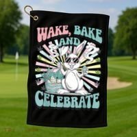 Easter Bunny Marijuana Cannabis Stoned 420 Weed Happy 420 Golf Towel thumb 1