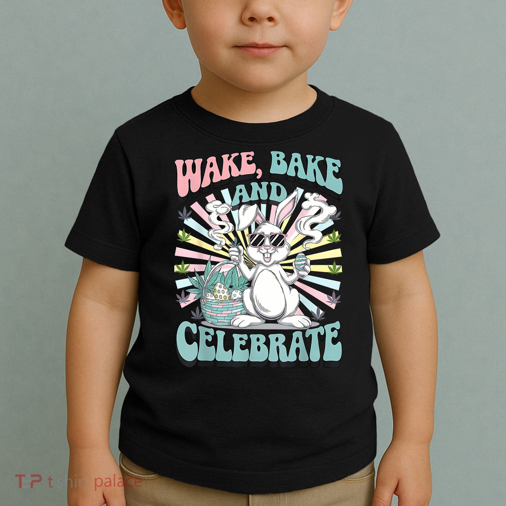 Easter Bunny Marijuana Cannabis Stoned 420 Weed Happy 420 Toddler T-Shirt