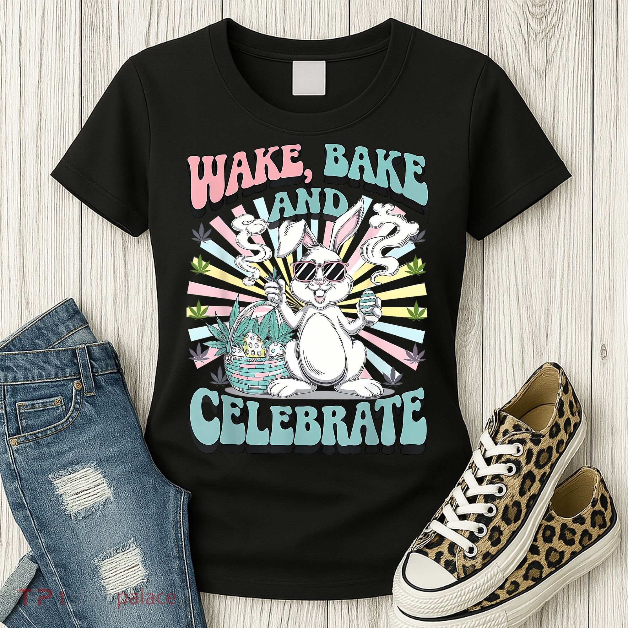 Easter Bunny Marijuana Cannabis Stoned 420 Weed Happy 420 Women's T-Shirt