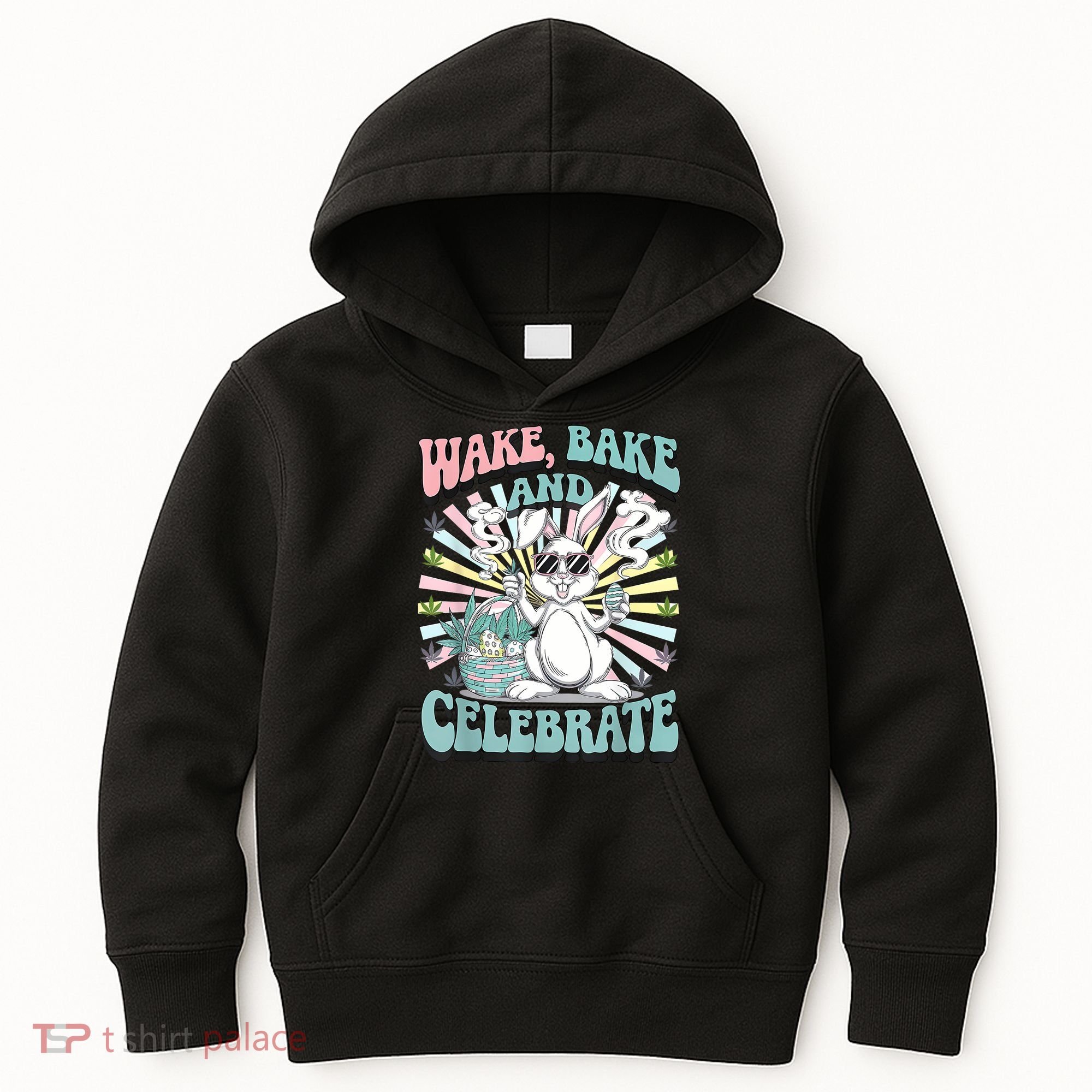 Easter Bunny Marijuana Cannabis Stoned 420 Weed Happy 420 Kids Hoodie