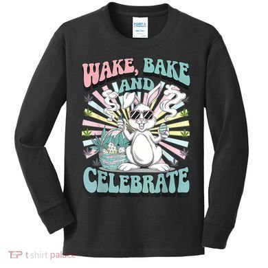 Easter Bunny Marijuana Cannabis Stoned 420 Weed Happy 420 Kids Long Sleeve Shirt