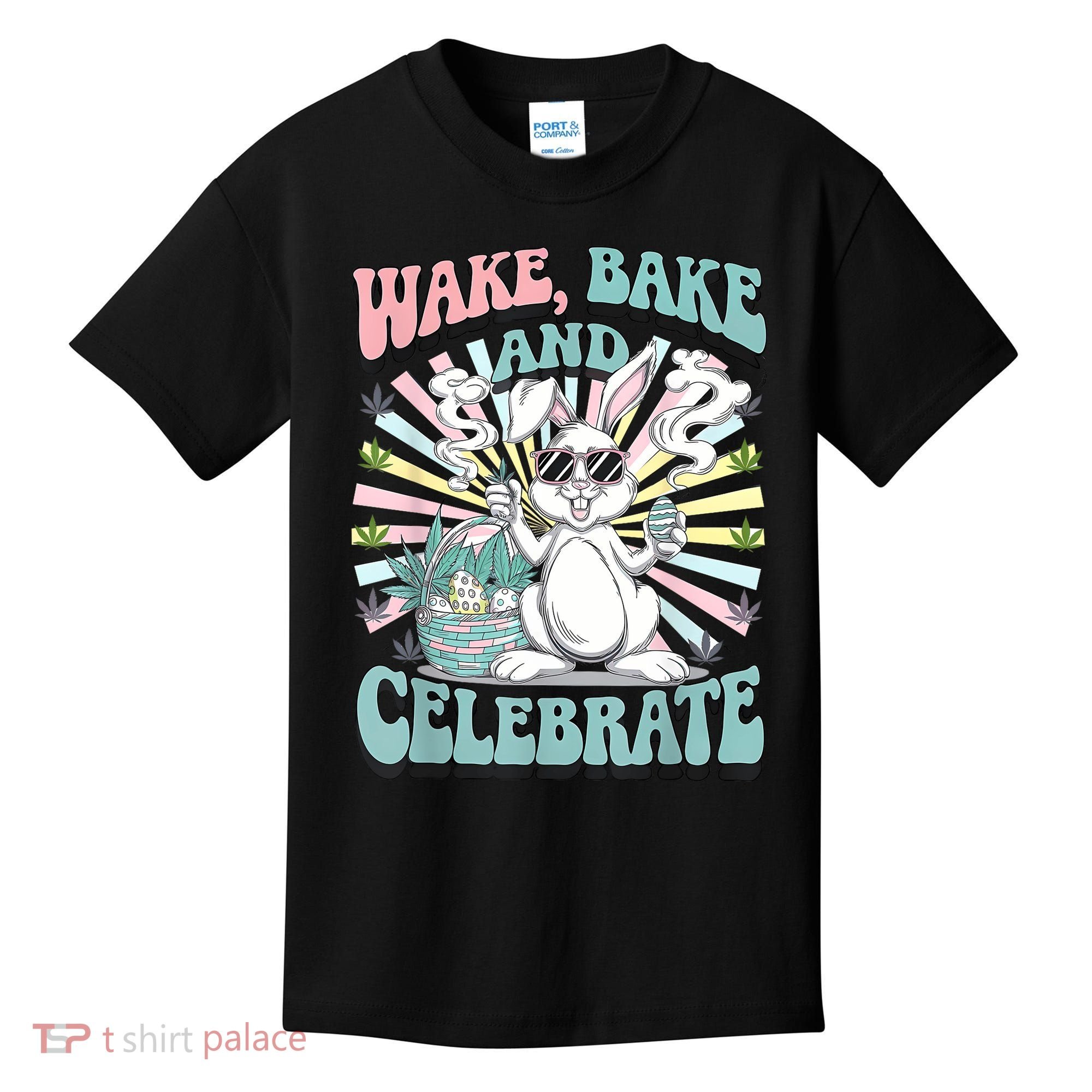 Easter Bunny Marijuana Cannabis Stoned 420 Weed Happy 420 Kids T-Shirt