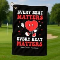 Every Beat Matters Heart Disease Awareness Golf Towel thumb 1