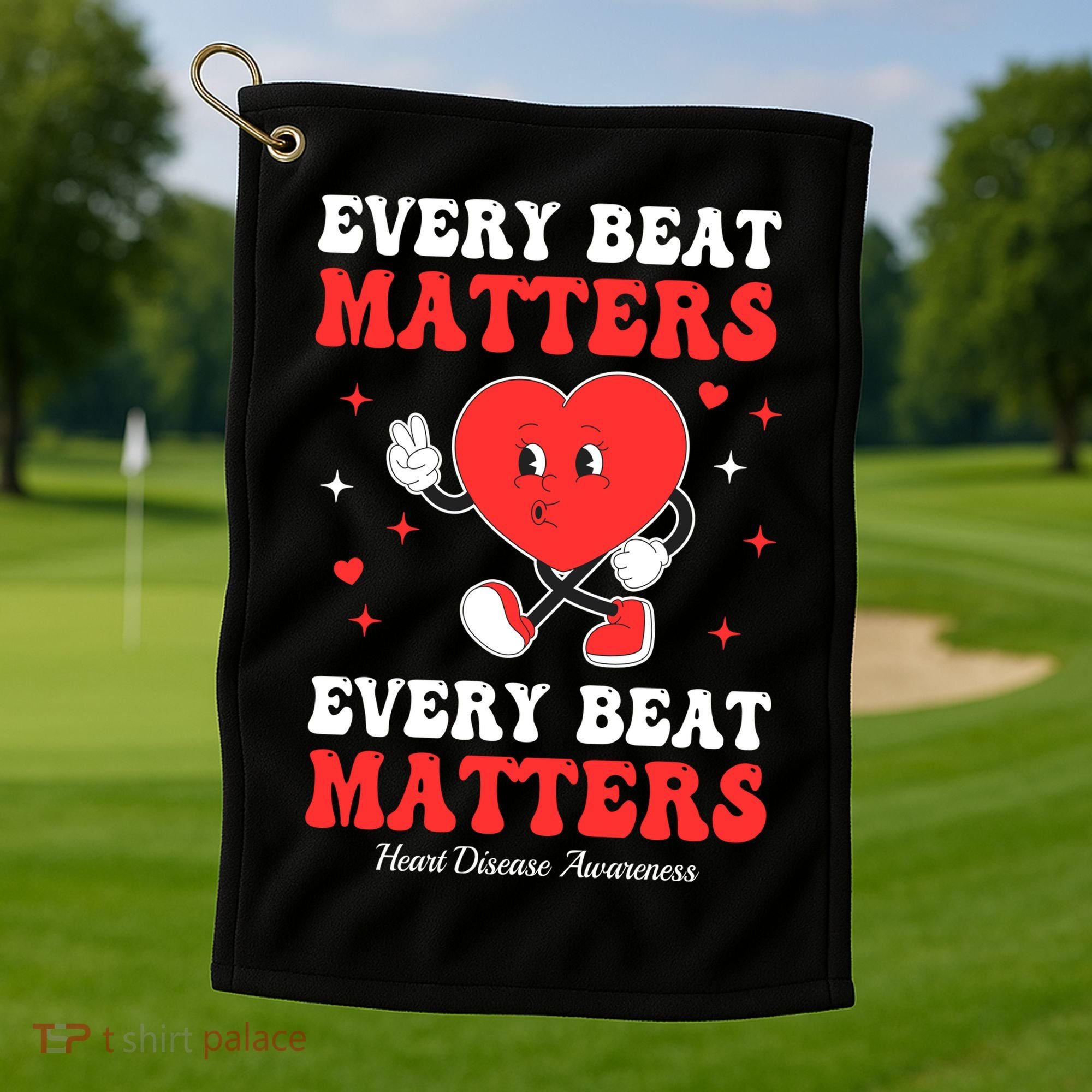Every Beat Matters Heart Disease Awareness Golf Towel