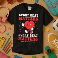Every Beat Matters Heart Disease Awareness Kids T-Shirt thumb 3