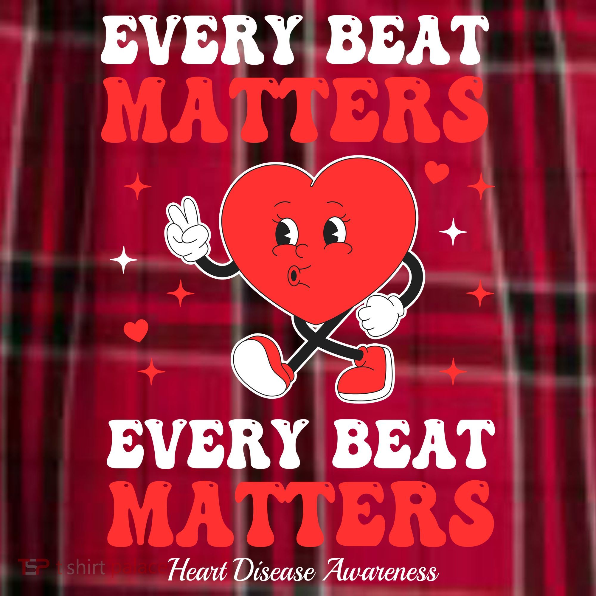 Every Beat Matters Heart Disease Awareness Men's Flannel Plaid Pajama Pants