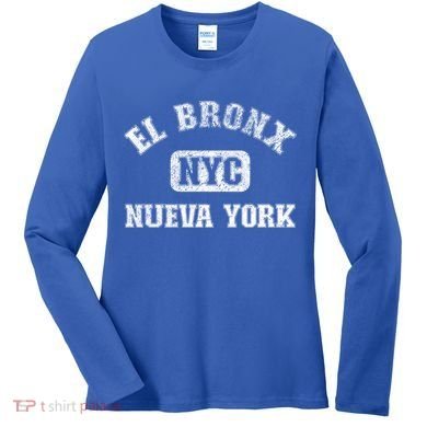 El Bronx Nueva York Nyc Gym Style Distressed Great Gift Women's Long Sleeve Shirt
