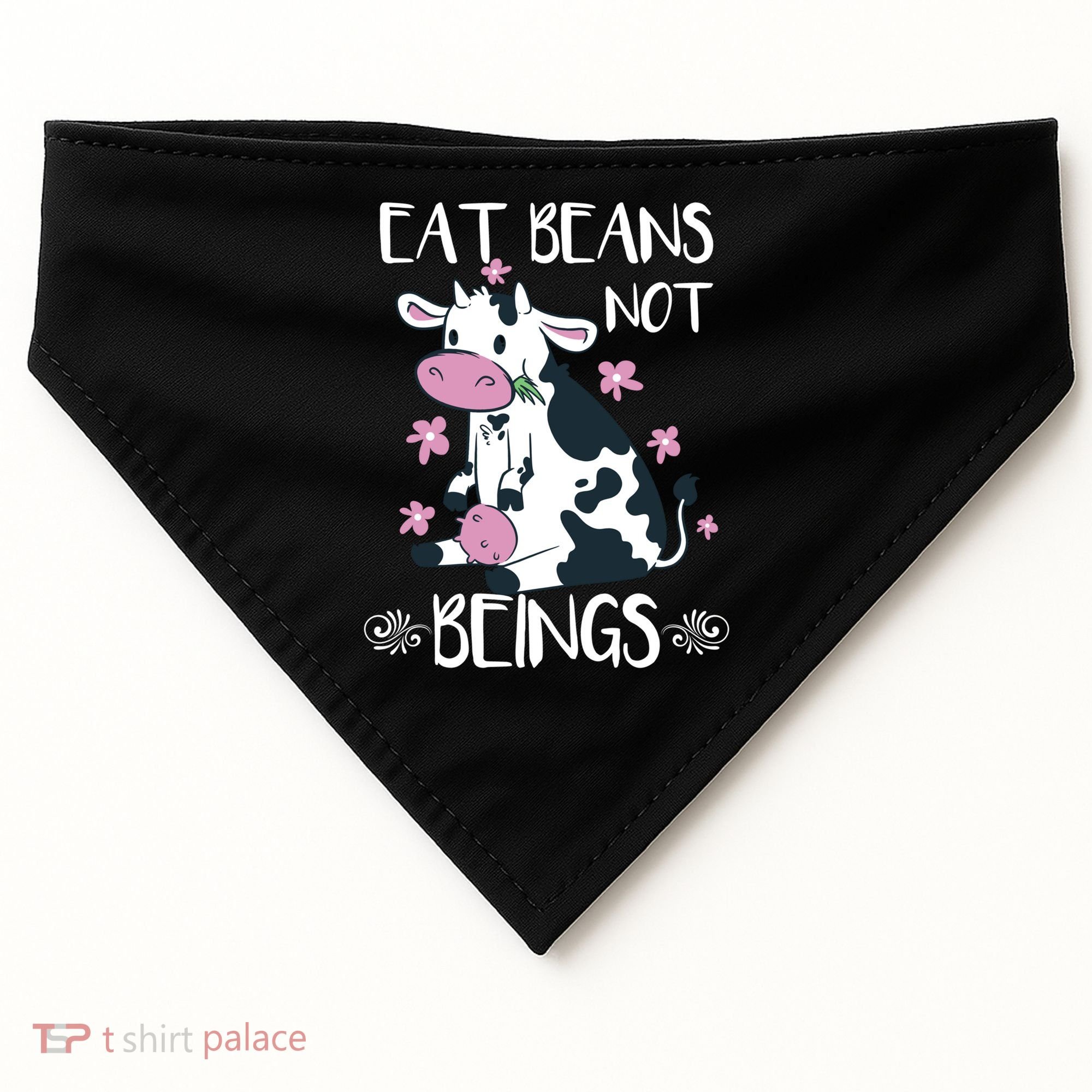 Eat Beans Not Beings Funny Cow Vegan Plant Based Gift USA-Made Doggie Bandana