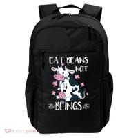 Eat Beans Not Beings Funny Cow Vegan Plant Based Gift Backpack thumb 0