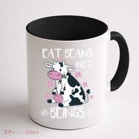 Eat Beans Not Beings Funny Cow Vegan Plant Based Gift Coffee Mug thumb 1