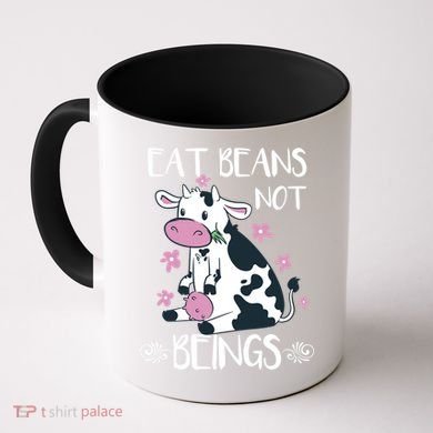 Eat Beans Not Beings Funny Cow Vegan Plant Based Gift Coffee Mug
