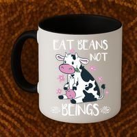 Eat Beans Not Beings Funny Cow Vegan Plant Based Gift Coffee Mug thumb 2