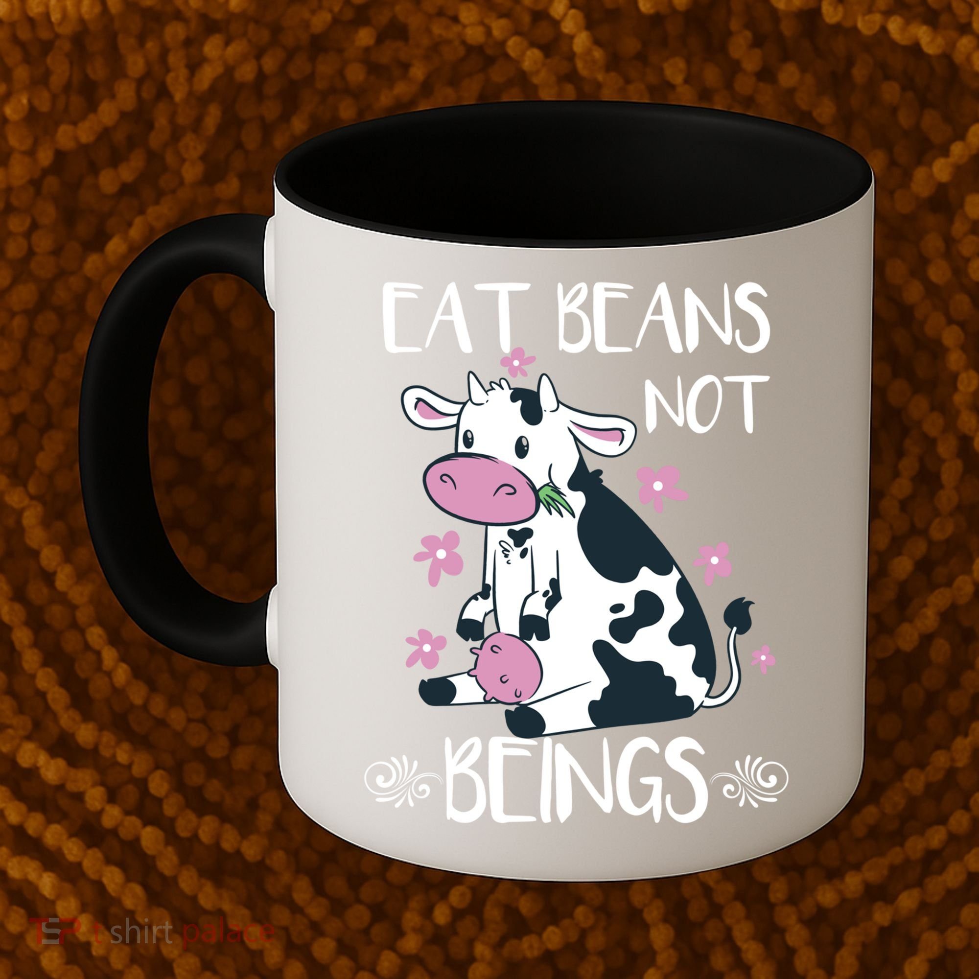 Eat Beans Not Beings Funny Cow Vegan Plant Based Gift Coffee Mug