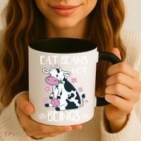 Eat Beans Not Beings Funny Cow Vegan Plant Based Gift Coffee Mug thumb 3