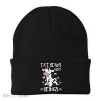 Eat Beans Not Beings Funny Cow Vegan Plant Based Gift Beanie thumb 0