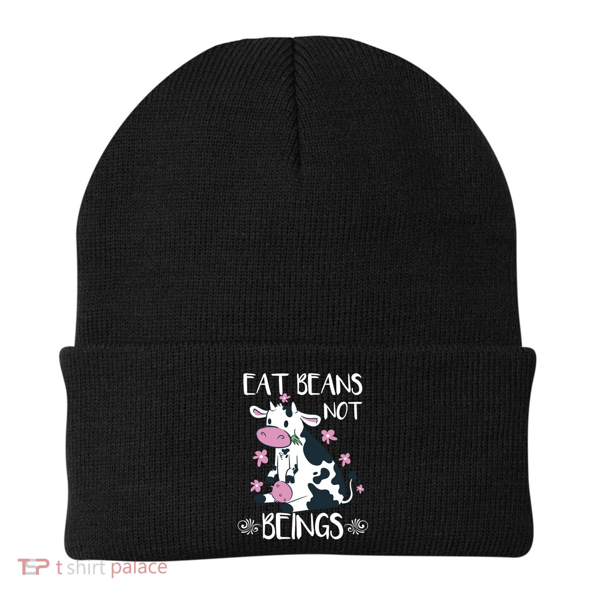 Eat Beans Not Beings Funny Cow Vegan Plant Based Gift Beanie