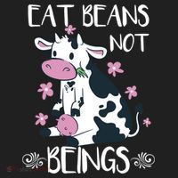 Eat Beans Not Beings Funny Cow Vegan Plant Based Gift Beanie thumb 2