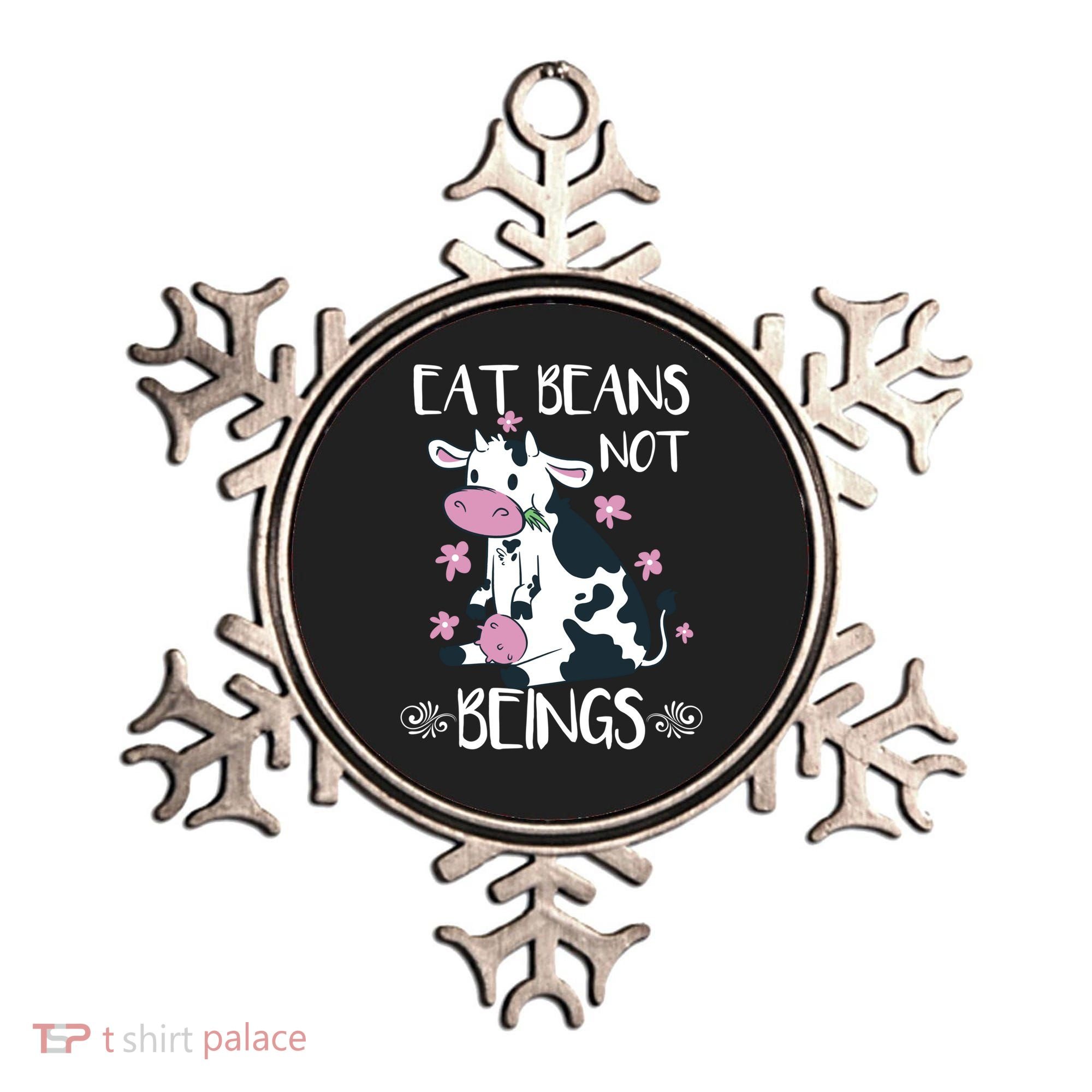 Eat Beans Not Beings Funny Cow Vegan Plant Based Gift Ornament
